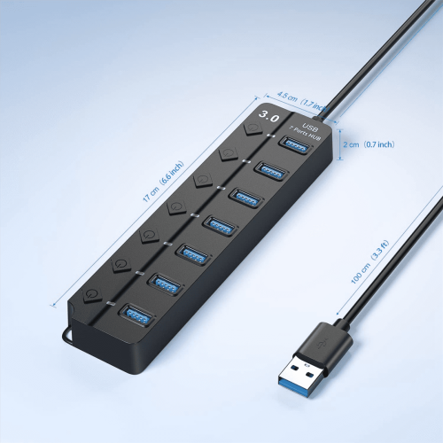 Διαχωριστής διανομέα USB 2X7 θυρών, προσαρμογέας πολλαπλών διανομέων USB 3.0, 1