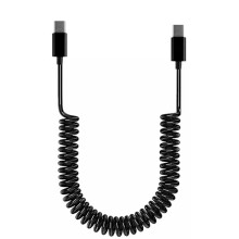 Spiralkabel USB C til USB C, fjær Type C hann til Type C hann ladekabel for rask dataoverføring og strømforsyning