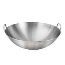 12-inch Stainless Steel Wok Pan Double Ear Round Bottom Frying Saute Stir-fry