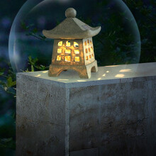 Statue de jardin pagode d'extérieur Lmueinov - Décoration de jardin solaire - Lanterne de jardin d'extérieur - Lumières de jardin LED avec