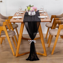 Chemin de table en mousseline transparente de 70 x 300 cm (27,55 x 118,11 pouces) pour une décoration romantique idéale pour un mariage, une baby