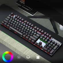 Mechanisch gamingtoetsenbord met RGB LED-achtergrondverlichting, blauwe switches, 104 toetsen, bedraad, compatibel met Windows-pc's, snelle respons