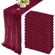 Lot de 12 chemins de table en gaze de 89 x 183 cm, vert sauge poudré - Style bohème - Décoration idéale pour mariage, enterrement de vie de jeune