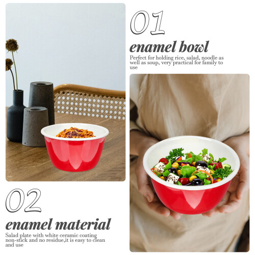 Σμάλτο Instant Noodle Bowl Πιάτο Μπολ Σούπας Πορσελάνη για Κουζίνα Παιδί Μωρό 2