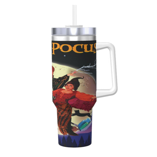Hocus Pocus Ποτήρι 40oz με λαβή και καλαμάκι, αδιάβροχο, μονωμένο, με καπάκι και καλαμάκι, 1
