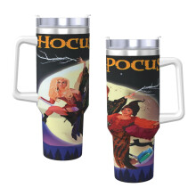 Gobelet isotherme Hocus Pocus de 1,2 L (40 oz) avec poignée et paille, étanche et doté d'un couvercle et d'une paille en acier inoxydable. Base