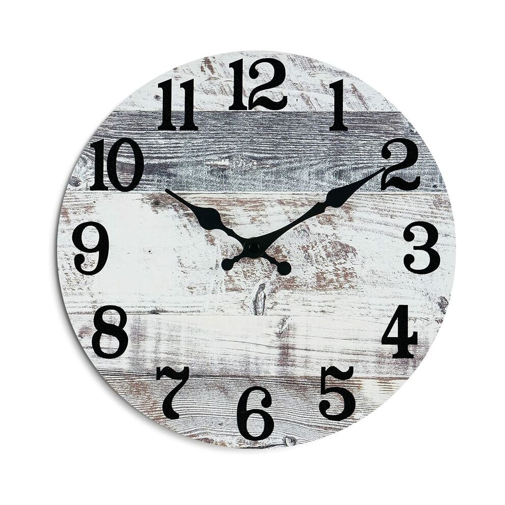 Vintage Farmhouse Clock, Rustic Modern Silent Quartz Movement 25Cm Battery Operated, Frameless Wooden Clean Design Decorative Wall Clock 9138057176391