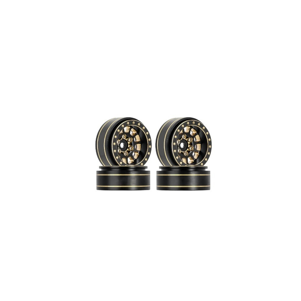 Brass Negative Offset Wheels For Rc Crawler Cars, Heavy Duty 1.0 Beadlock Design Coating Rc Crawler Upgrade Parts, Compatible With Axial Scx24, Black 9138057176636