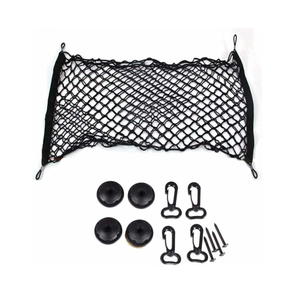 Cargo Organizer For Rear Trunk, Envelope Style Cargo Net With Elastic Polypropylene Fabric, Self-Locking Hooks For Easy Installation And Secure 9138057177640