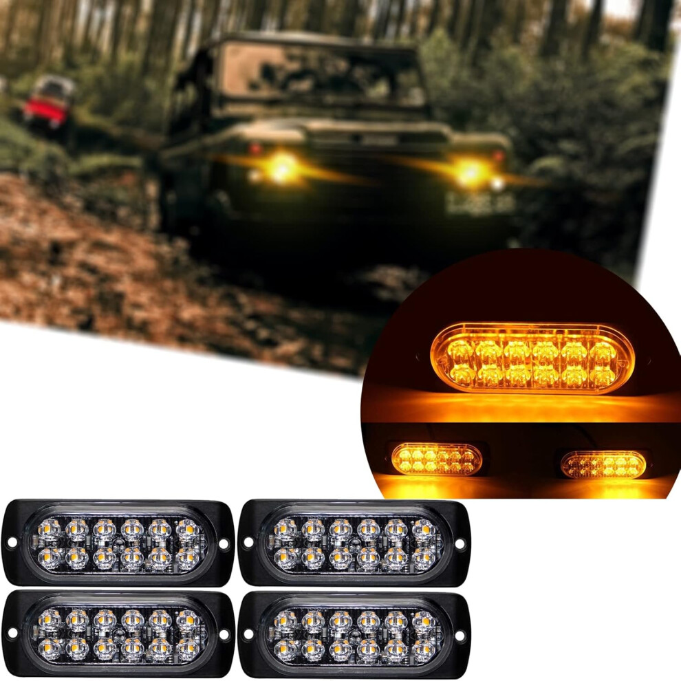 Led Strobe Warning For Vehicle Safety, Super Bright Led Emergency Strobe S Waterproof Strobe Bar With 17 Flash Modes, Ip67 Rated Light/Amber 9138057180220