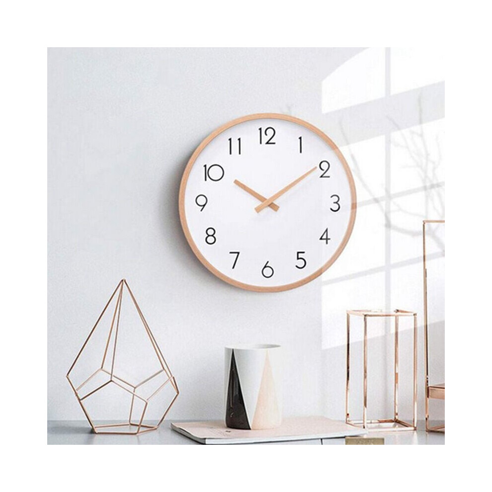 Modern Clock Solid Wood Design, Decorative Non Ticking Battery Operated Wall Clock, Quiet Sweep Movement Keeps Time Accurately, Simple Design 9176269105662