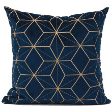 Elegante geruite geometrische fluwelen sierkussenhoes, marineblauw patchwork luxe modern design voor bank, fauteuil, slaapkamer en huisdecoratie.