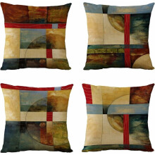 Housses de coussin décoratives vintage en lin à motifs géométriques, ensemble élégant aux couleurs pastel pour canapé de salon