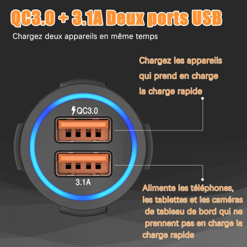 Διπλός προσαρμογέας USB, έξυπνος προσαρμογέας γρήγορης φόρτισης αυτοκινήτου για 1