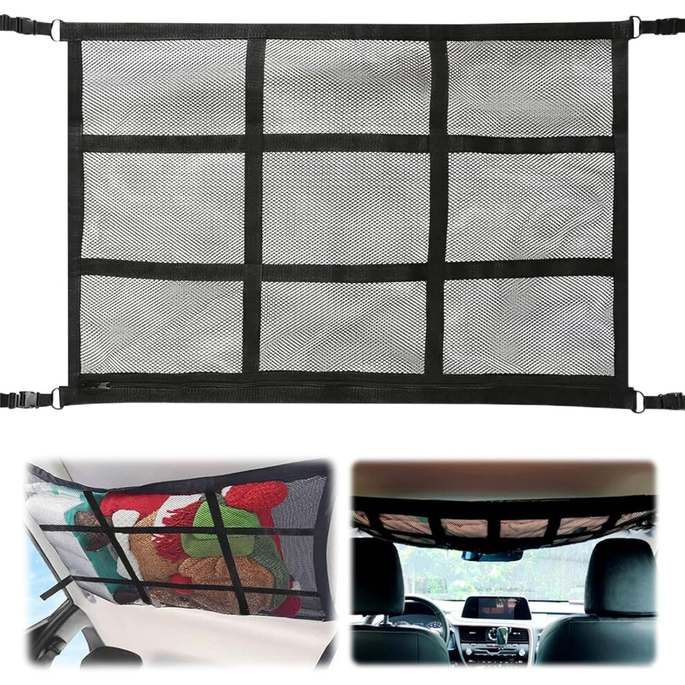 Car Ceiling Cargo Net With Double-Layer Mesh, Universal Fit For Most Vehicles, High Load-Bearing Roof Storage Organizer, Sag-Resistant Design For Suv 9138057182996