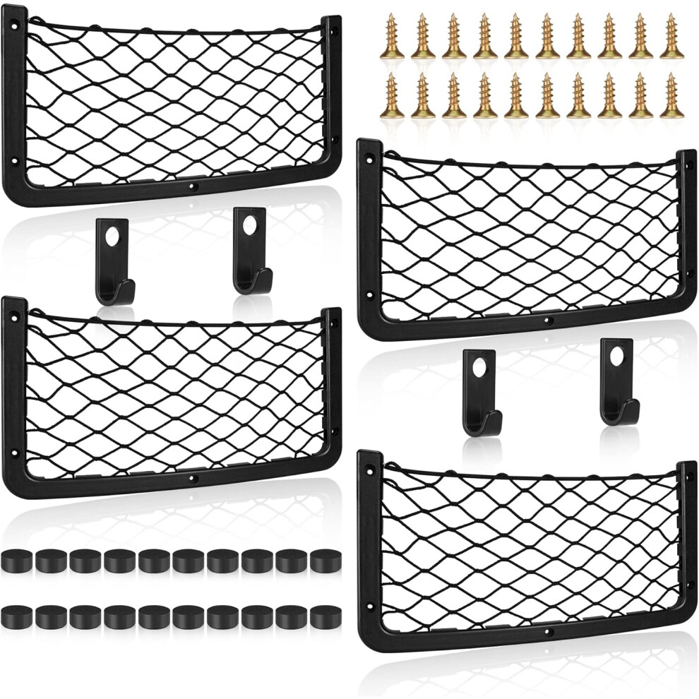 Mesh Net Pocket For Vehicle Interior, Universal Car Interior Organizer With Elastic Nylon Material Construction, Sturdy And Flexible Design Car 9176269108984