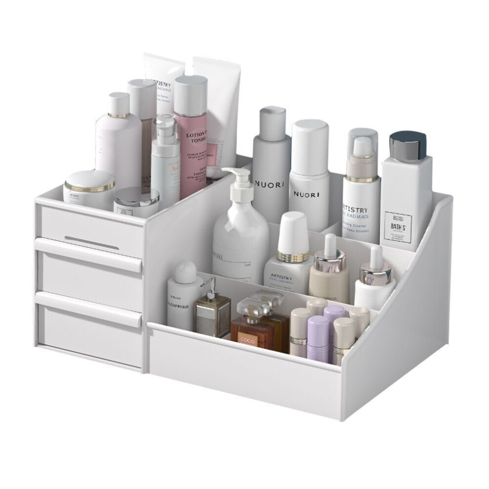 Elegant Cosmetics Organizer, Makeup Desk Storage Box With Drawers For Dressing Table, Desktop Sundries Storage (1) White 9138057183504