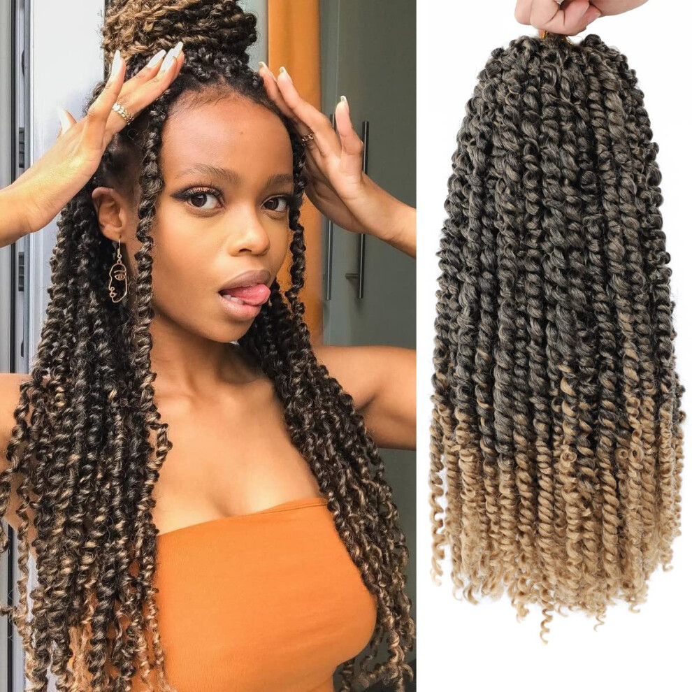 Unisex 24 Inch Ombre Passion Twist Crochet Hair 6 Packs Pretwisted Bohemian Braiding Extensions 1B/27