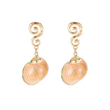 Seashell Earrings with Oceanic Charm, Hypoallergenic Drop Earrings Featuring Conch Decoration and Simple Elegant Lines, Double Moon Design Alloy