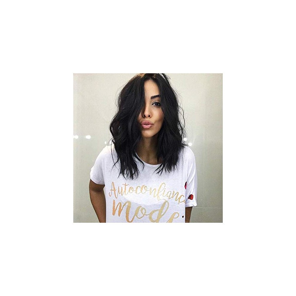 Unisex Black Curly Wig Afro Kinky Heat Resistant Synthetic Shoulder Length Bob For Women