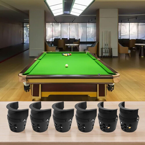 6Piece Billiard Table Pockets Replacement Set with 4 Corner and 2 Side Durable Plastic Black 1