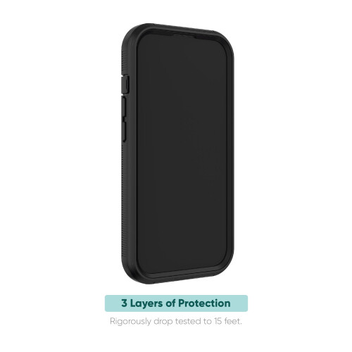 Capa resistente para celular com coldre, compatível com iPhone 15 - Preta 2