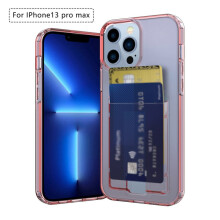 iPhone13Pro Max kártyatartóval kompatibilis, védő, ütésálló TPU vékony pénztárca tok kártyatartóval