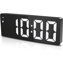 LED ébresztőóra nagy kijelzővel, USB töltéssel, szundi funkcióval, hangvezérléssel, 3 fényerőszinttel - fehér, USB-eszközökkel