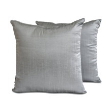 HomeCentric Federa per cuscino lombare di lusso grigio argento 30x50 cm, confezione da 2, in seta artificiale, tinta unita, rettangolare, compatibile