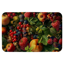 Tapete de banheiro de espuma viscoelástica com estampa de frutas em tons quentes, 40x60cm, lavável à máquina, antiderrapante, secagem rápida,