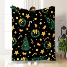 Coperta natalizia con Babbo Natale, albero di Natale e pupazzo di neve in peluche, coperta in pile di flanella, decorazione kawaii per la stanza,