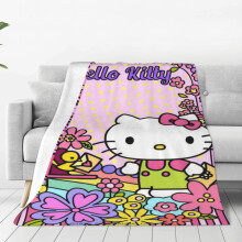 Coperta Hello Kitty leggera e accogliente per divano e letto, in morbidissima flanella e microfibra, ideale per viaggi e tutte le stagioni. Per