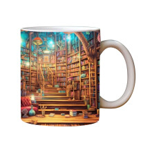 Herrnalise 3D Bookshelf Ceramic Mug, Library Design Coffee Cup, Funny Gift for Book Lovers, Compatible with Bookshelf Decor, Christmas Present