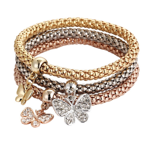 Set di gioielli da donna Miayilima Charm in oro, argento e oro rosa con strass.