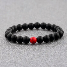 Bracelet RSAMD Couple pour Homme et Femme, en malachite de lave noire assortie, symbole Yin-Yang - Taille 5