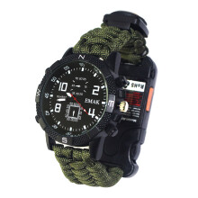 Outdoor Multifunctional Watch with LED Light, Compass, Whistle, USB Rechargeable, Heavy Attack Resistant, Compatible with Survival Gear