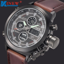 Jacenvly2024Ny klokke Herre Quartz Sport Militær LED-klokker Analog Rustfritt Stål Armbåndsur Klokker for kvinner Gaver til jenter