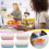 Φορητό κουτί φαγητού maxiaoxia Straw Lunch Box για φούρνο μικροκυμάτων, κουτί φαγητού για 3