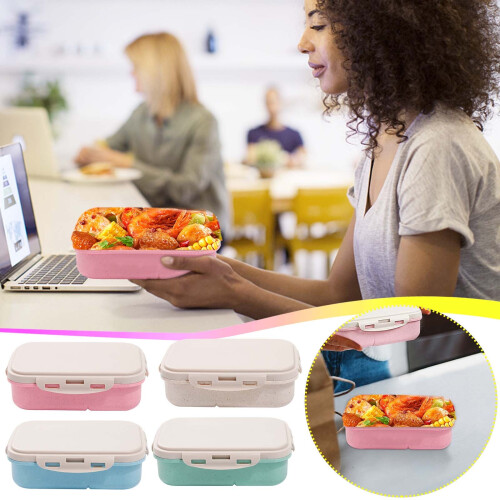 Φορητό κουτί φαγητού maxiaoxia Straw Lunch Box για φούρνο μικροκυμάτων, κουτί φαγητού για 2