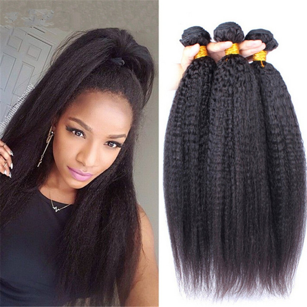 Unisex Mongolian Kinky Straight Hair Weave 8A Virgin Human Hair Bundles 100% Unprocessed Natural Color 14 16 18