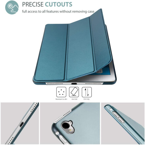 QUTETN Capa ultrafina com suporte e parte traseira fosca translúcida para iPad de 9,7 polegadas (A1673) 1