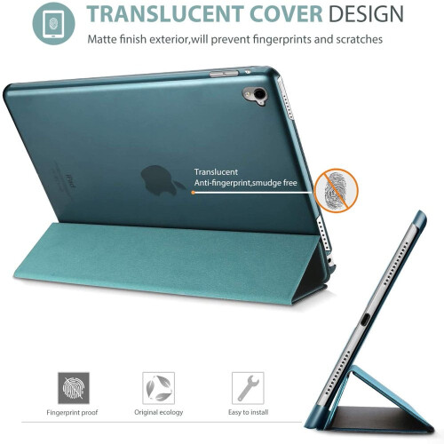 QUTETN Capa ultrafina com suporte e parte traseira fosca translúcida para iPad de 9,7 polegadas (A1673) 2