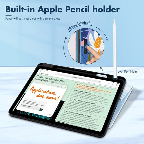 Capa compatível com iPad de 9,7 polegadas (2018/2017), compatível com iPad de 6ª/5ª geração, com suporte para Apple Pencil, capa tipo carteira 2