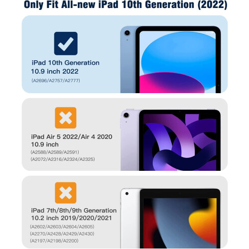 Θήκη για συμβατότητα με iPad 10ης γενιάς 2022, συμβατή με iPad 10, θήκη με βάση για μολύβι, 1