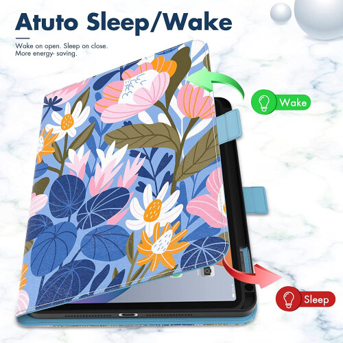 Capa compatível com iPad de 9,7 polegadas (2018/2017), compatível com iPad de 6ª/5ª geração, com suporte para Apple Pencil, capa tipo carteira 1