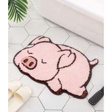 Tapete de banheiro fofo, grosso e macio em formato de porco rosa, antiderrapante, com estampa de porco dormindo, ideal para decoração de casa e
