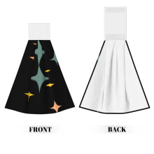 Eames Atomic Starbursts Handtücher im Mid-Century-Modern-Stil mit Klettverschluss, korallenfarbene Samt-Handtücher für Küche und Bad