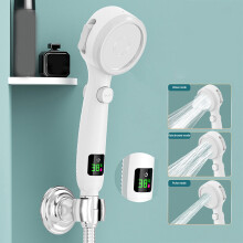 Offre spéciale Pâques Quinlirra : Pommeau de douche turbo compatible avec les systèmes de salle de bain domestiques - 4 modes de douche, arrêt