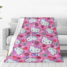 Hello Kitty-filt Lätt, mysig soffa, supermjuk flanellfleece, mikrofiber, resefiltar för alla årstider, vuxna och barn, 200x150 cm