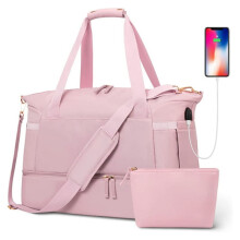Kabuer Sporttasche für Damen mit Schuhfach, USB-Ladeanschluss und Nassfach (Pink)